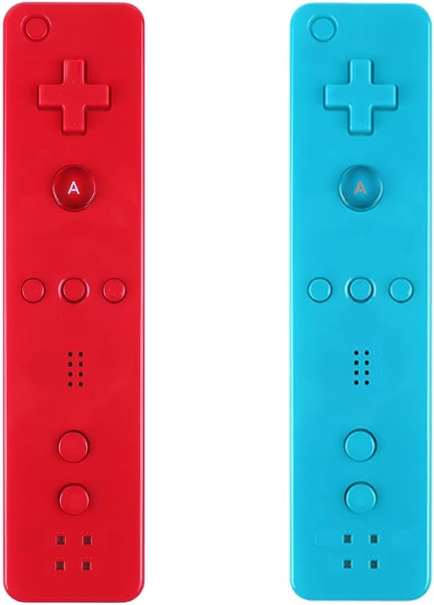 Yosikr 2 Packs Remote Wireless Controller Compatible for wii / wii u Console-with Silicone Case and Wrist Strap (Red and Blue)