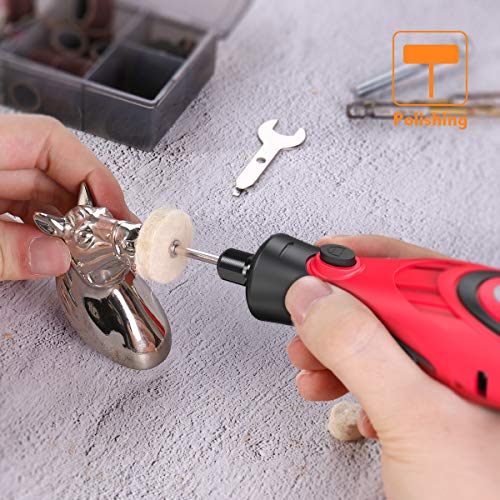 Meterk Cordless Rotary Tool 7.4V Mini DIY Electric Rotary Multi-Tool Kit 5-Speed Adjustable, 4 Front LED Lights and 38pcs Accessories for Carving, Engraving, Sanding, Polishing and Cutting