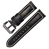 [ＳＥＵＥＲ＼時仕] 時計ベルト26mm 24mm 22mm 本革バンド 防水 防汗 ステンレススチール尾錠 レザー腕時計交換バンド 軽量 交換便利 工具付き ボックス付き（ブラック尾錠/ブラック 22mm