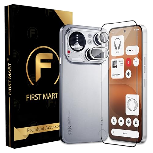 Image of FIRST MART Tempered Glass for Nothing Phone 4A Pro 5G with Silver Camera Ring Guard & Installation Kit | HD Clear Edge-to-Edge Screen Protector, Scratch Resistant, Case-Friendly | Pack of 1