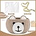 Zopeal Baby Basket for Nursery with Gift Bags and Ribbons Cotton Rope Woven Bear Gift Basket with Handles for Living Room Bathroom Storage Organizing Decoration, 10.5