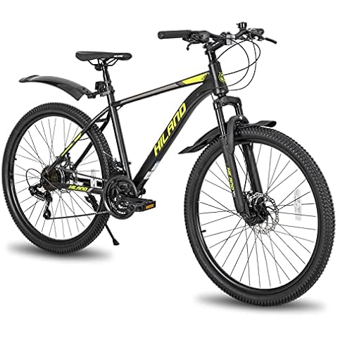 Hiland 27.5 Inch Mountain Bike, Shimano 21 Speed MTB Bicycle with High Carbon Steel Frame,Suspension Fork,Dual-Disc Brake,for Adult youth, Men Womens Bikes yellow black Cover
