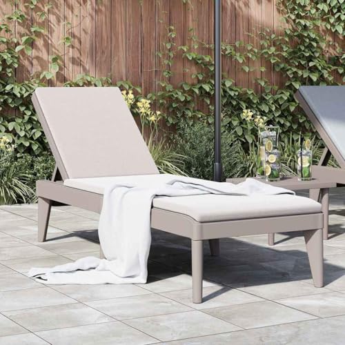 Kaloriko Tumbona marrón capuchino de polipropileno, 186 x 60 x 29 cm, ajustable con respaldo, plegable y resistente a la intemperie, para jardín, terraza, balcón, relajación al aire libre, cómoda