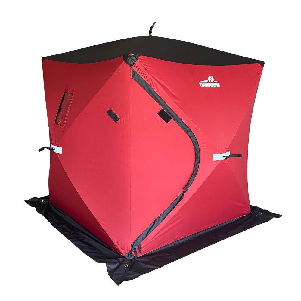 THUNDERBAY Portable 2-3 Person Ice Fishing Shelter for Winter Ice Fishing, 24 Square Feet of Fishable Area, Portable 2 Person Ice Shanty