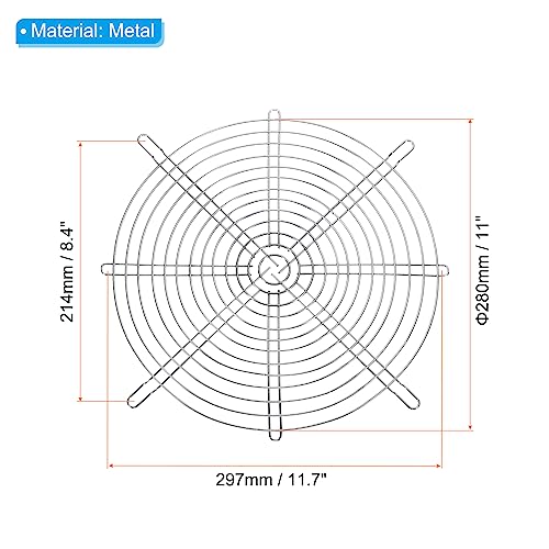 PATIKIL 280mm Fan Finger Grill, 1 Pack Metal Grill Protector Guard for 280X280mm Fan Protective Cover DIY, Silver - Image 2