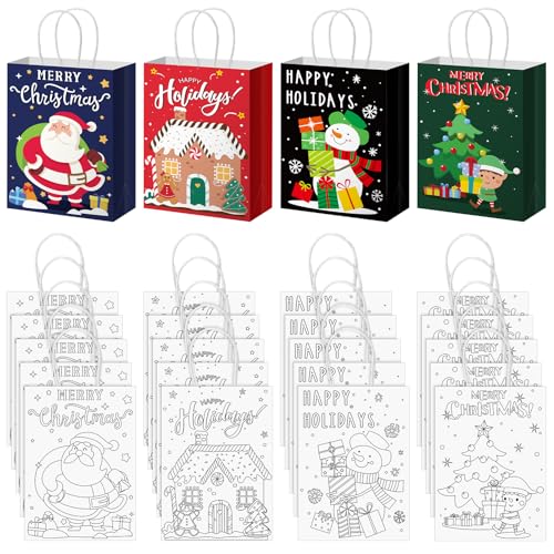 Epakh 24 Pcs Christmas Gift Bags for Kids Bulk Color