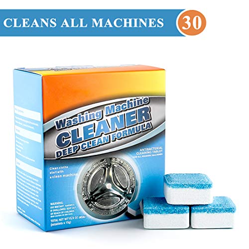 Solid Washing Machine Cleaner, 30 Count Washer Decontamination Cleaning Detergent Effervescent Tablet