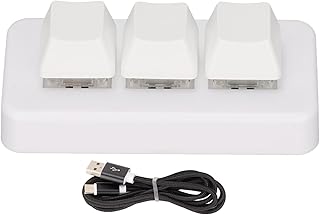 One Handed Macro Mechanical Keyboard with 3 Programmable Keys, USB Universal RGB Backlit Programmable Gaming Keypad for Computer PC, Mini Multifunctional Keypad, Plug and Play (White)