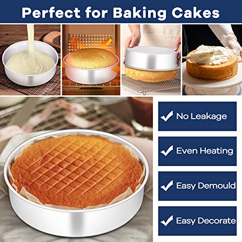 Onader 8 Inch Round Cake Tin Set of 2, Stainless Steel Cake Mould Pan for Baking, Ideal for Birthday Christmas Wedding Layer Cakes, Non-Toxic & Healthy, Mirror Finished & Dishwasher Safe - Image 5