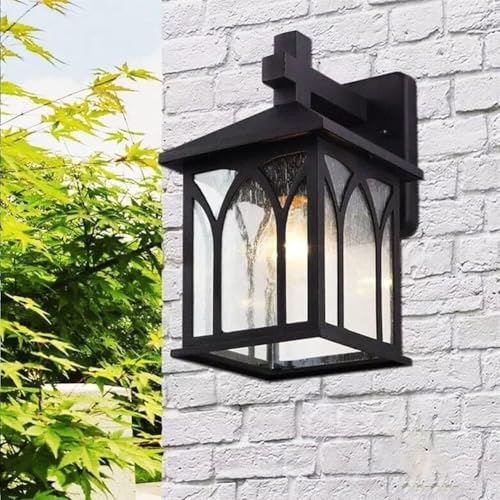 Lámpara de pared V-intage Compatible with exteriores, aplique de pared victoriano tradicional Compatible with exteriores, acabado negro, resistente al agua,Lámpara de Techo