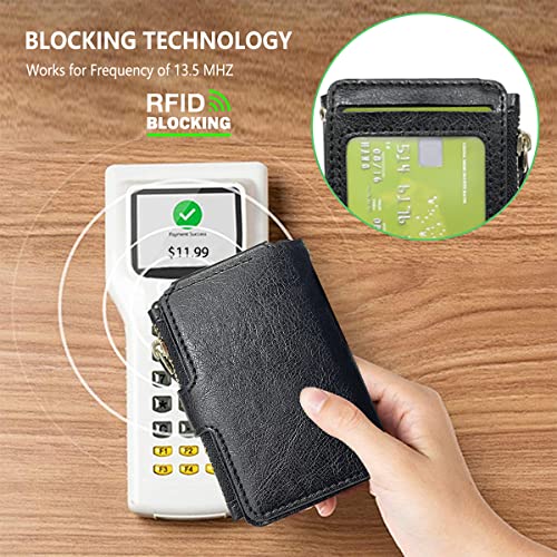 M-Plateau Wallet, Womens Wallet Pu Leather Keychain Wallet With Zipper Coin Pocket And Id Window Gift Box (Black) #TOP7