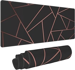 Rose Gold Black Mouse Pad, Geometry Large Big Gaming Mouse Pad Desk Pad, Mousepad with Non-Slip Rubber Base, Extended XXL Mouse Mat for Computer Laptop Office Accessories