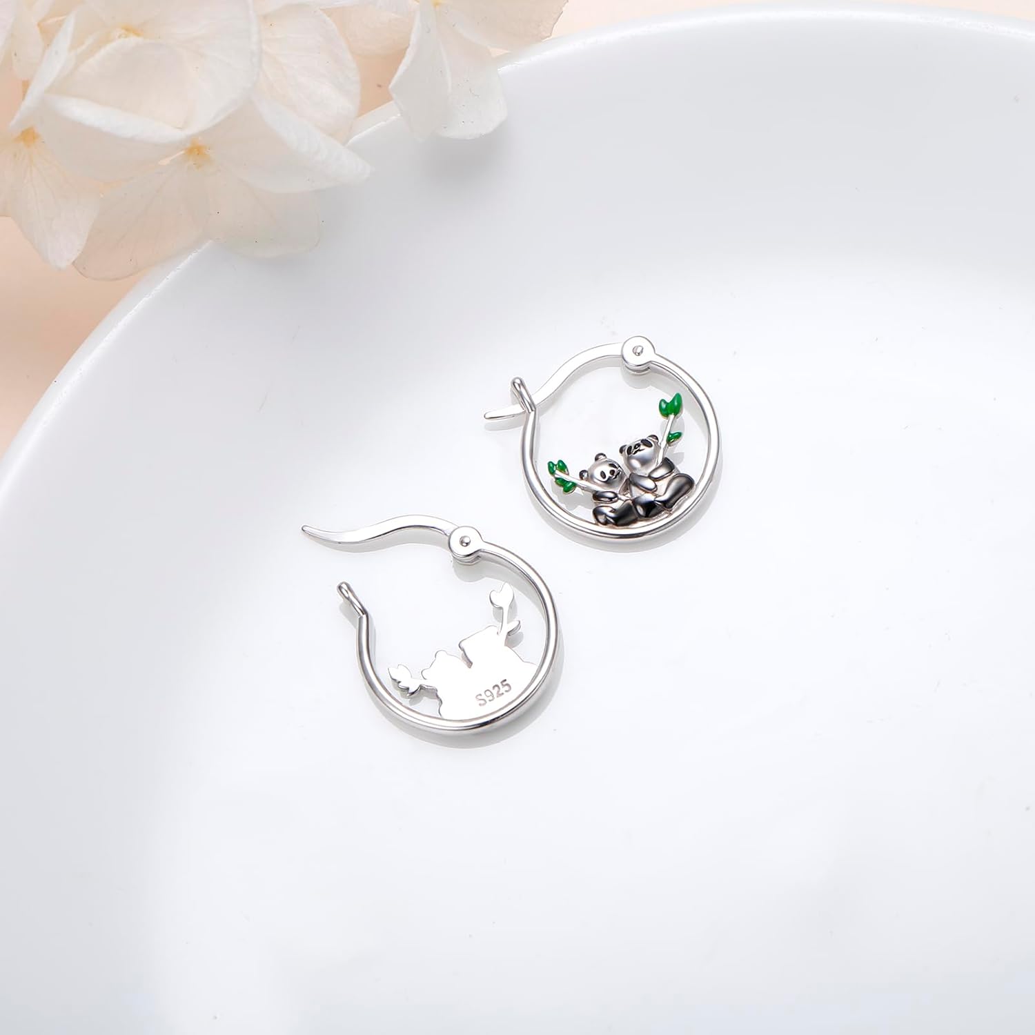 925 Sterling Silver Panda Hoop Earrings for Women Huggie Hoop Earrings Cute Animal Earrings Jewelry Gift - Image 4