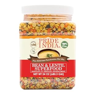 Pride of India Panchratna Dal Mix – 1.5 lb | Indian Bean & Lentil Superfood – 5 Split Beans Mix | High Protein & Fiber Rich Lentil Mix for Soup, Kitchari, Curry, Veg Meals | Vegan & Gluten Free