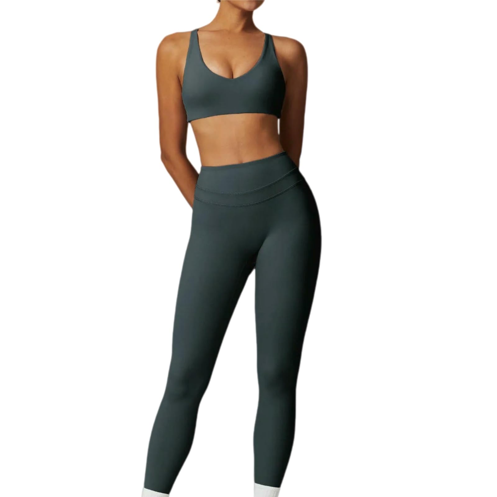 Completo Sportivo da Donna per Yoga, Tuta Sportiva, Reggiseno Fitness, Leggings da Palestra.-7-L