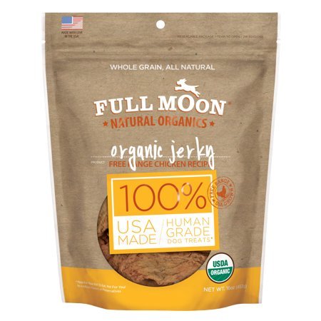 Full Moon All Natural Human Grade Dog Treats, Chicken Jerky,16 oz (Organic Jerky)