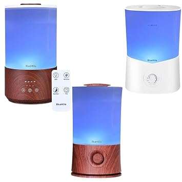 BlueHills Premium Large 4000 ML, 2000 ML, and 3000 ML XL Essential Oil Diffusers Humidifier Combo Set of 3 for Large Room Home with Decor LED Lights Great Gift Dark Wood Grain and White Diffuser.