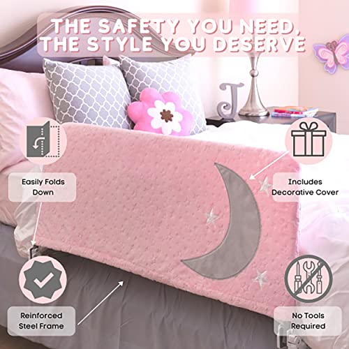 Beautiful Bed Rail For Toddlers (Mom's Choice Award Winner) - With Decorative Cover And Inside Pocket - Toddler Bed Rail Guard For Children Kids, Fits Twin, Full, Queen And King - Extra Long 54" Pink #TOP1