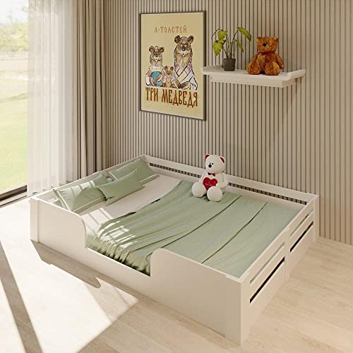 Cama Infantil Montessoriana Casal Liz Branco Perfect Wood