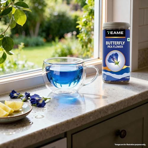 Image of TE-A-ME Butterfly Pea Flower Tea | Blue Pea Tea | 100gm (100+ Cups) | SUPER ANTIOXIDANT | Caffeine Free | Aparajita - Shankhpushpi | Flower Based - Herbal | Helps Relieve Stress