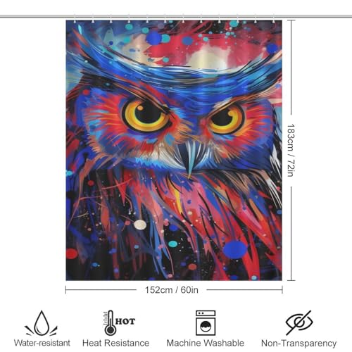 Rideau de douche hibou pour stopper l'eau au sol tissu lavable séchage rapide