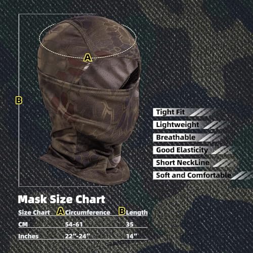 Image of Camo Balaclava Face Mask for Man and Women-Hunting,Skiing,Motorcycle Windproof,UV Protection&Military Training