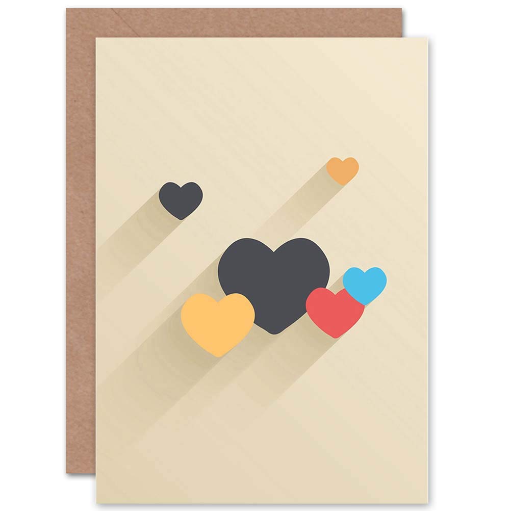 Wee Blue Coo MINAMILIST VALENTINES HEART SHADOWS BLANK GREETINGS BIRTHDAY CARD ART