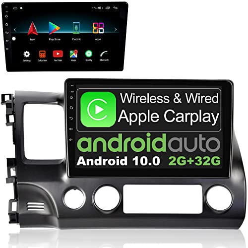 IYING Android 10 Car Stereo for Honda Civic 2006-2011 Wireless CarPlay & Wired Android Auto 2GB+32GB 10.1 Inch Car Radio AM/FM GPS Navigation Bluetooth WiFi Car Multimedia Player Head Unit