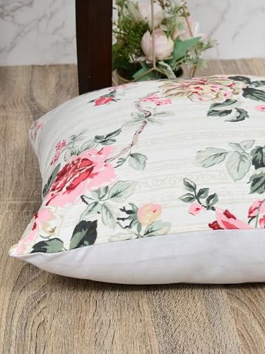Image of Clasiko Premium Duck Cotton Decorative Throw Cushion Covers for Sofa Living Room ; Set of 5; 18x18 Inches; Floral Nest
