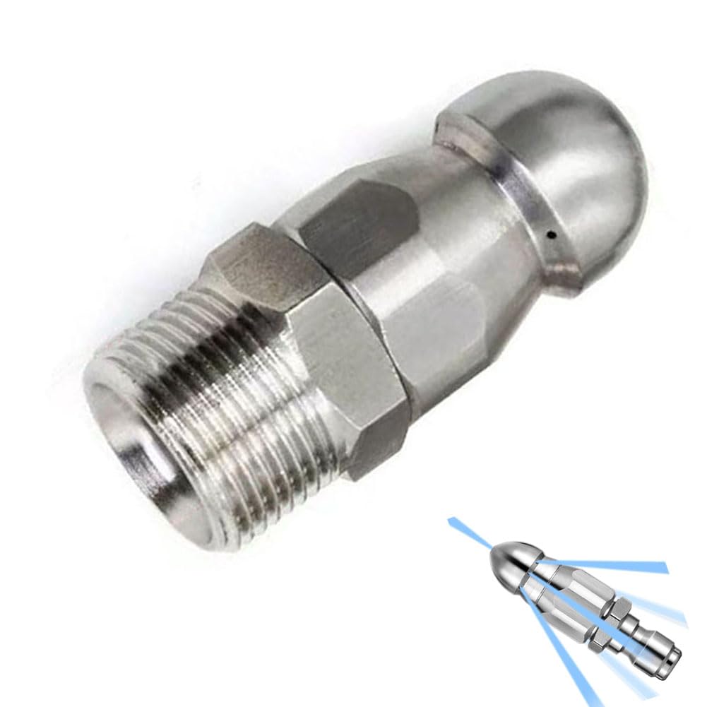 Ugelli per idropulitrici, ugelli a innesto rapido, Ugello for getto for fognatura in acciaio inossidabile ad alta pressione, 1/2/5 pezzi(1 Hole in Front/3 Holes in Back M22mm*14mm,5pcs)