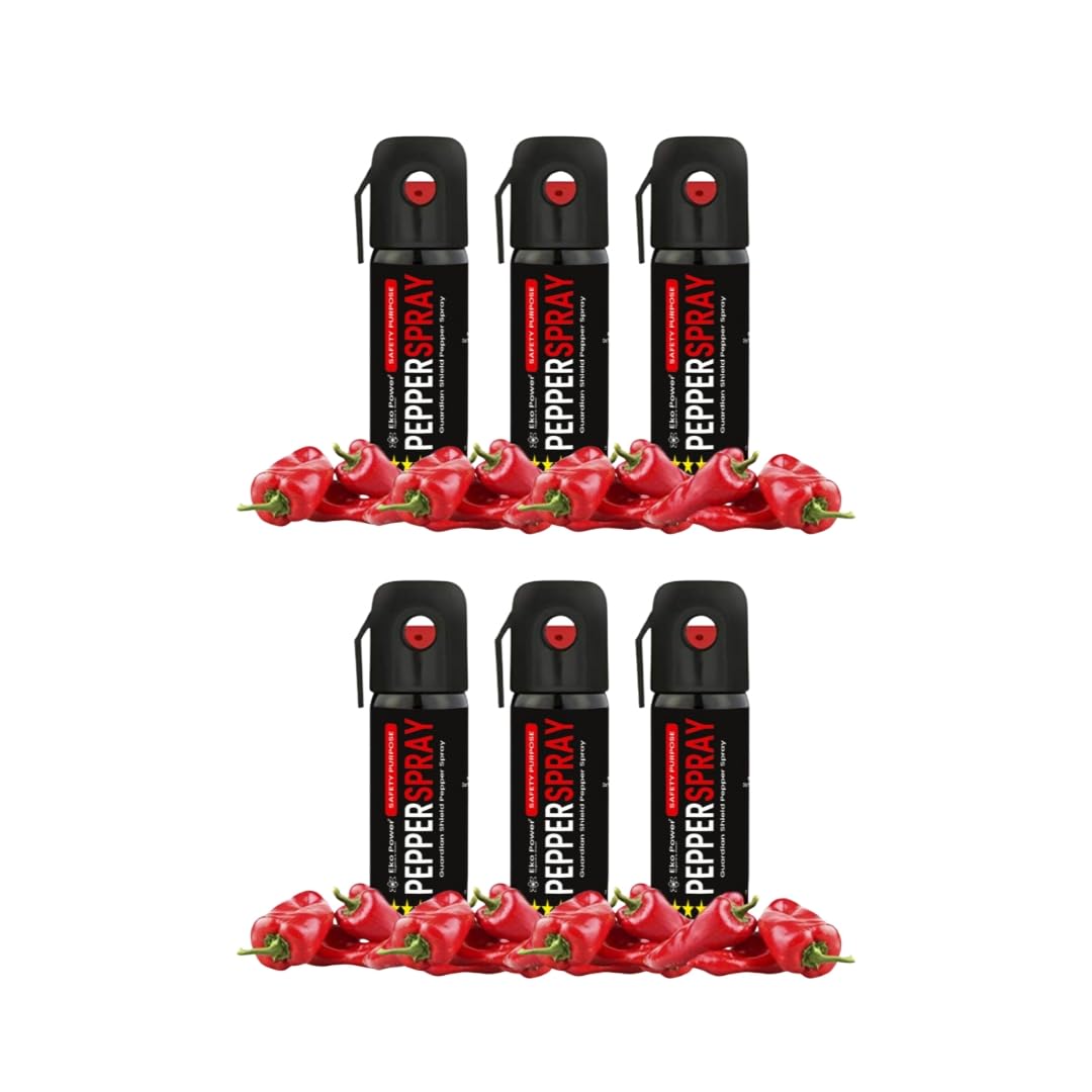Eko Power Pepper Spray for Women Safety | Long 15 Feet Range | 50-55 Shots | Organic Product | (Pack of 6)
