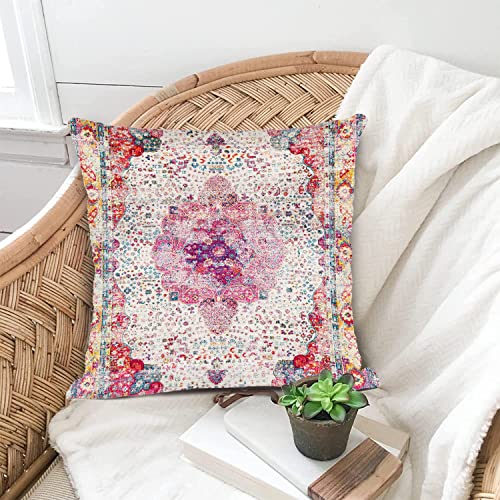 Snycler Pink Antique Persian Throw Pillow Cover Linen Set Of 2 Decorative Vintage Throw Pillowcases Cushion Case For Home Decor Living Room Bed Couch Sofa Car Outdoor 18"X18" #TOP4