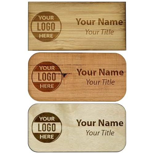 Rectangle Custom Wooden Name Tags | Upload Your Logo |