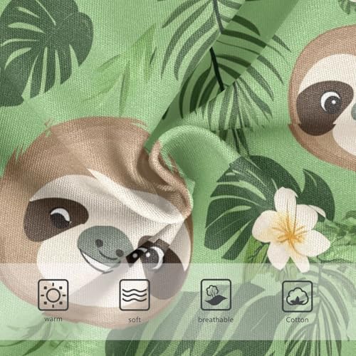 Wusikd Cute Sloth Face Girls' Underwear Cotton Tropical Leave Girls Briefs Soft Toddler Underwear 2T3