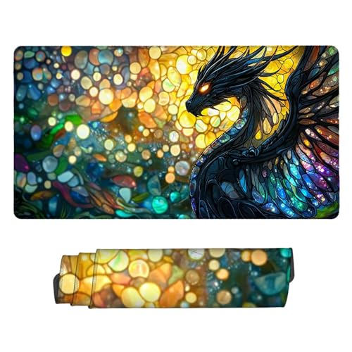 Large Game Tapis de Souris Animaux Dragon avec Base en Caoutchouc Antidérapant Extended XXL Long Clavier Pad de Table Grand Tapis Souris, pour Personnel Bureau, Accessoires Gaming 120 x 60 cm k-179