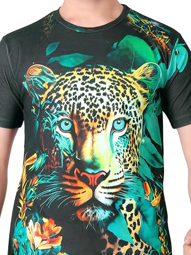 Image of Vintage Animal T Shirt for Men 3D Fierce Leopard Print T Shirt /Summer Short Sleeve Holiday T-Shirts Loose Clothing O-Neck Pullover /Cheetah Printed Attractive T Shirt