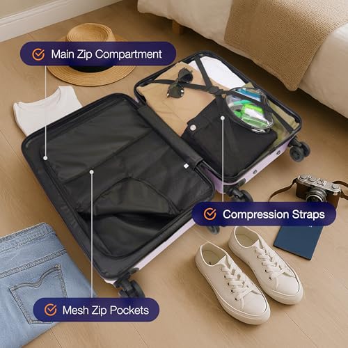 American Dreamliner 3 Piece Set Rolling Luggage, Hardshell Suitcases with Spinner Wheels, 22.5, 26.5, and 30 Inch, Purple3