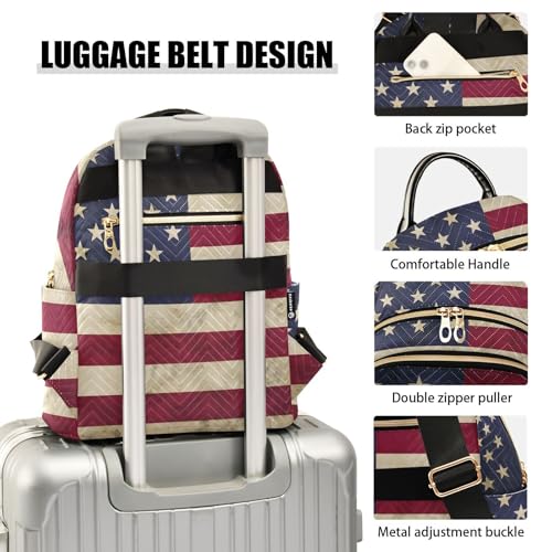 Image of ALAZA Vintage American Flag Mini Backpack Purse for Women Travel Bag Fashion Daypack Back Pack Shoulder Bag