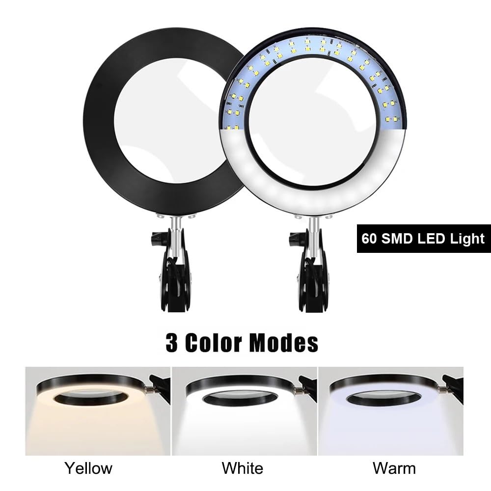 Accessori per microscopio da laboratorio Morsetto da scrivania Illuminazione Lente d'ingrandimento for saldatura con luce a LED Strumento di lettura for saldatura di terza mano Lampada da tavolo Lente