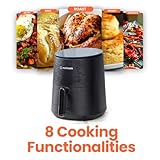 Nutricook Air Fryer – 8 Preset Functions, Tempered Glass Control Panel, 3.5 Quart Compact Airfryer for Home and Kitchen, Quiet, Small, Non-Toxic, Black