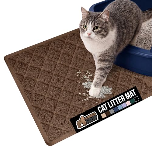 Image of Gorilla Grip Durable Cat Litter Mat (24x17), No Phthalate, Water Resistant, Traps Litter from Box and Cats, Scatter Control, Soft on Kitty Paws, Easy Clean Cat Mat (Brown)