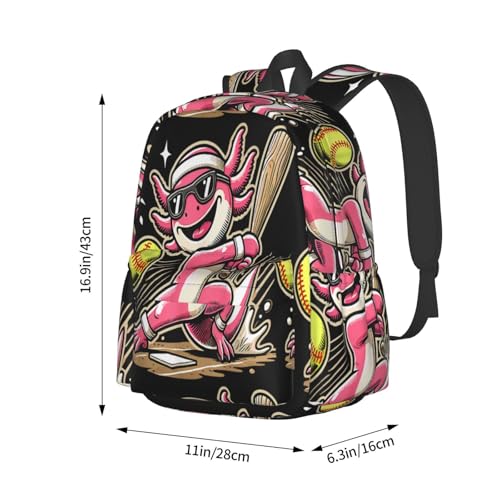Softball Axolotls Large Capacity Backpack Lightweight Laptop Daypack Double Shoulder Bag For Women Men2