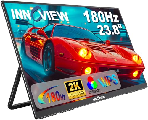 Image of 2K 180Hz Portable Gaming Monitor, 23.8 inch 2560x1440 QHD Fast IPS ∆E<2 100% sRGB Portable Monitor w /180 Adjustable Stand Type-C HDMI Eye Care External Second Screen for Laptop Phone PS4 PS5 Switch Xbox