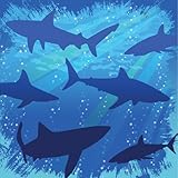 16-Count Paper Beverage Napkins, Shark Splash Birthday