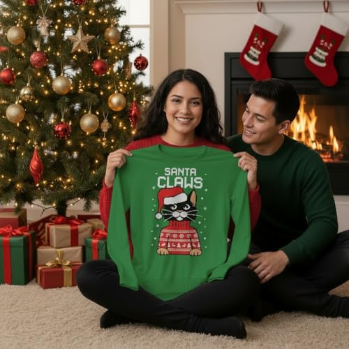 Tstars Santa Claws Cat and Flamingo Christmas Sweatshirt - Image 4