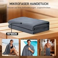 HENMI Mikrofaser Handtuch 90x180CM Grau,Schnelltrocknend Strandtuch – Ansicht 4