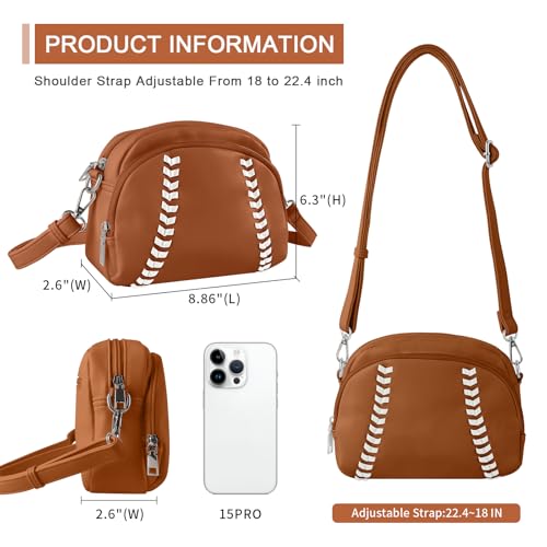 Image of XSUIOY Baseball Crossbody Purses for Women Mom Sport Small Baseball Shoulder Bag Vegan Leather Softball Handbags