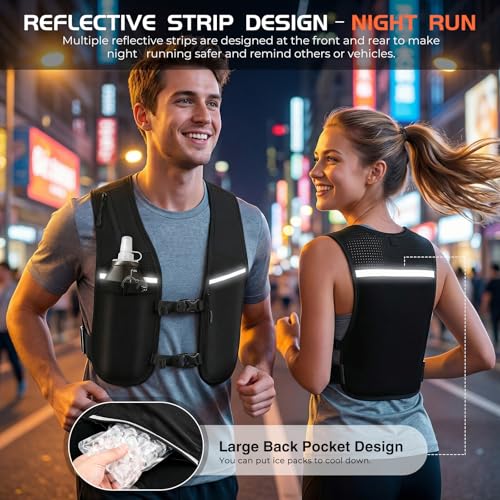 Eclove Running Vest for Women and Men, Lightweight Adjustable Reflective Hydration Pack with 500ml Soft Flask & 5 Pockets, Bounce Hand Free Comfort for Marathon Trail Cycling Hiking Jogging Walking - image 3