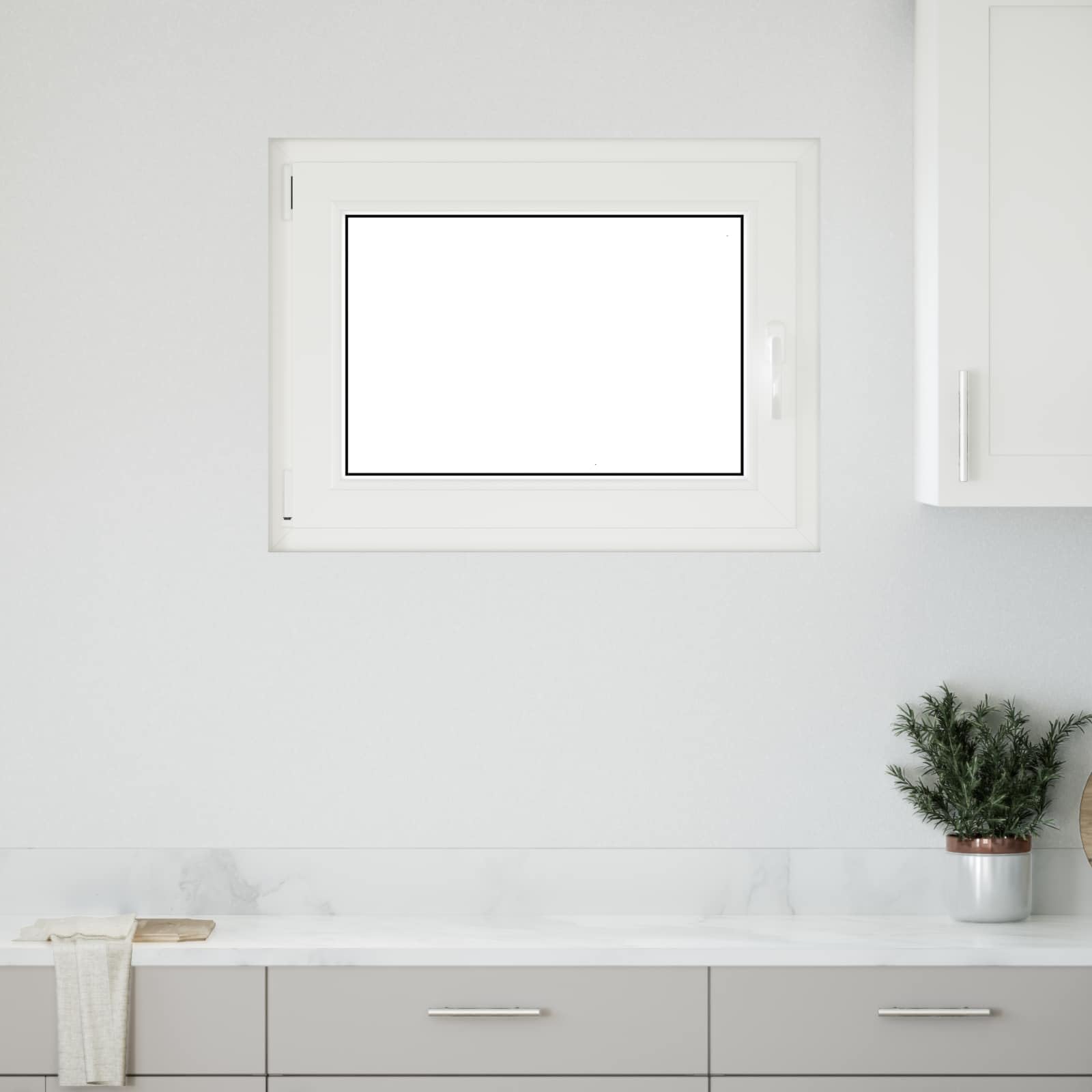 Risor - Finestra per cantina, 80 x 70 cm, in PVC bianco con vetro, inclinabile e girevole, protezione termica e insonorizzazione, telaio in plastica resistente, ideale per ventilazione della