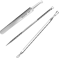 Yolmooat 3PCS Professional Pimple Popper Tool Kit - Surgical Grade Stainless Steel Blackhead Remover & Acne Extractor for Face, Nose, T-Zone